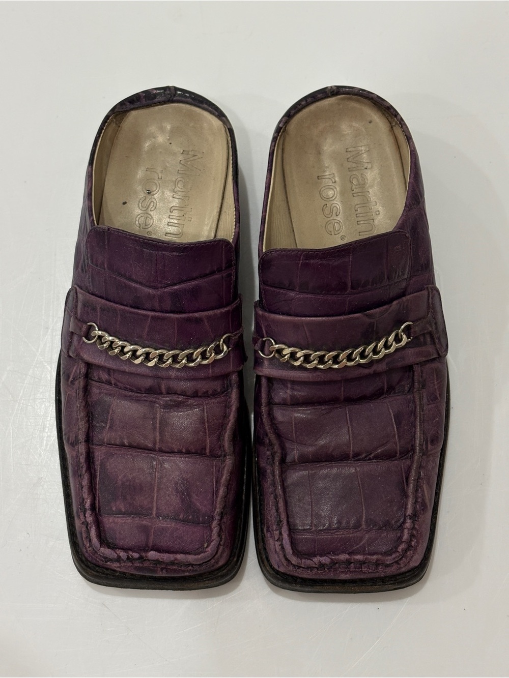 Martine Rose Square Toe Croc Mule Loafer Purple